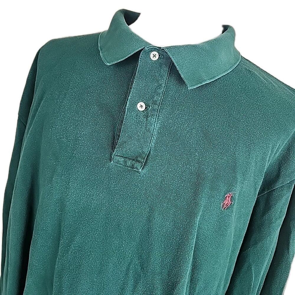 Polo Ralph Lauren Mens Tall 3XLT Long Sleeve Polo Shirt Green